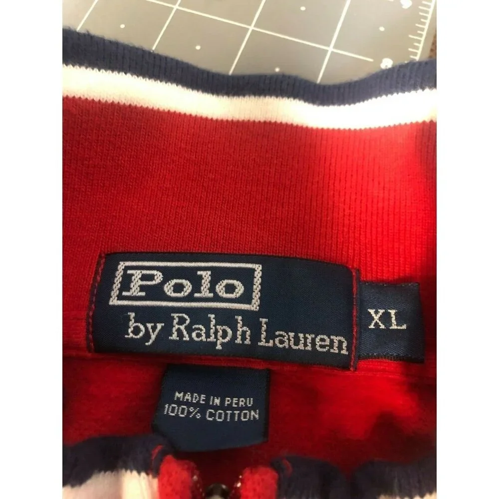 Polo Ralph Lauren Red 1/4 Zip Pullover Sweater XL Cotton Mens Casual Wear - Picture 6 of 6